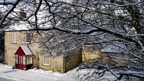 Cherryburn museum and garden covered in snow